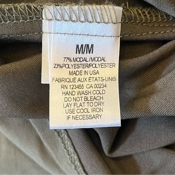 Design Lab Lord & Taylor Olive Green X Cross Neckline Jersey Dress Size Medium - Picture 7 of 8